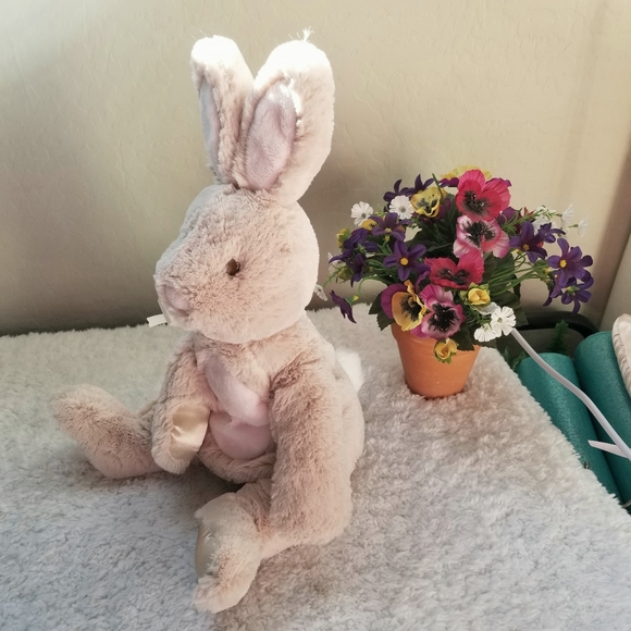 DOUGLAS BABY Bunny Plumpies Cuddle Toy Pink Satin Paws NWT - Picture 3 of 12